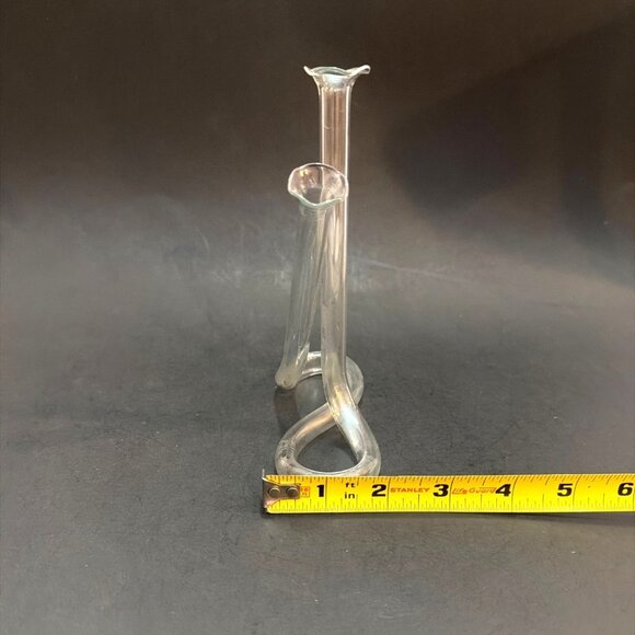 VTG MCM Hand Blown Bud Propagation Vase Glass Double Twisted Tube Infinity Loop - Picture 5 of 10